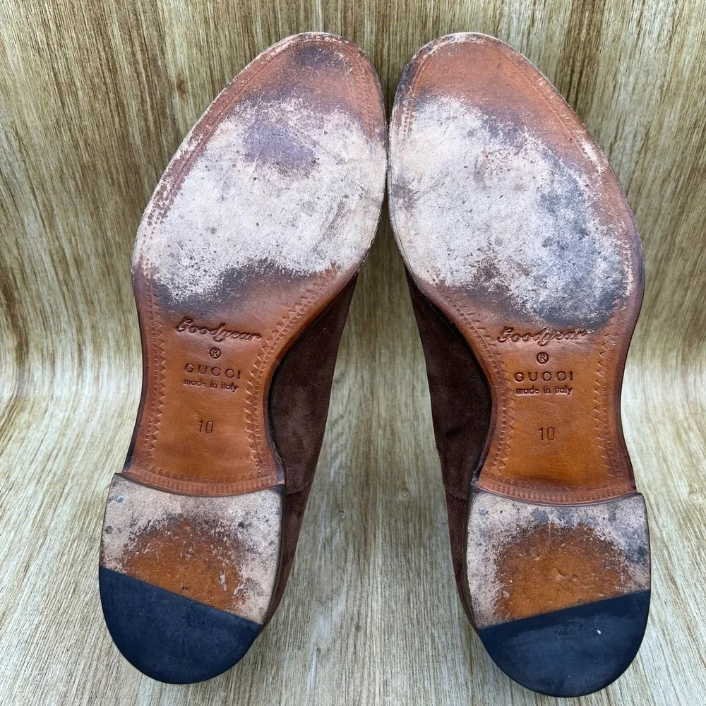 Gucci Crocodile Cap Toe Oxfords Men's Size 10 Brown Suede Made In Italy